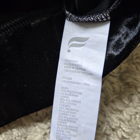 Fabletics black crushed velour zip up crop hoodie womens XXS - Picture 3 of 9